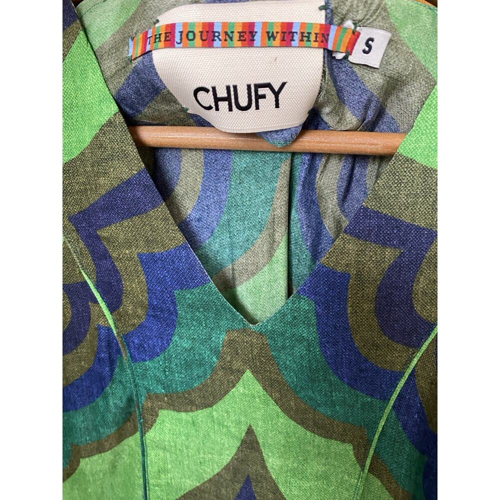 Chufy Phoenix Midi Dress Psychedelic Bohemian Kaftan Festival Op Art Sz S Maxi - Picture 5 of 8
